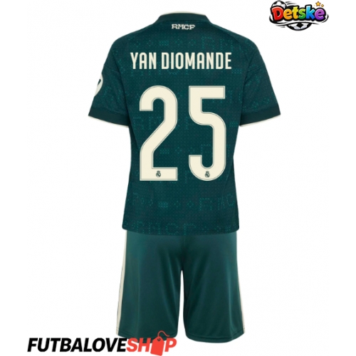 Dres Real Madrid Yan Diomande #25 Preč pre deti 2026-27 Krátky Rukáv (+ trenírky)